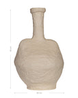 Textured paper mache vase with a tall neck in a neutral tone, perfect for modern and minimalist home decor