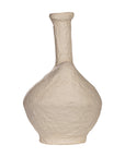 Textured paper mache vase with a tall neck in a neutral tone, perfect for modern and minimalist home decor