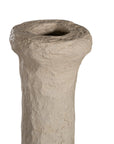 Textured paper mache vase with a tall neck in a neutral tone, perfect for modern and minimalist home decor