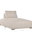 Natural textured outdoor fabric chaise lounge with plush cushion, offering luxurious and relaxing seating for contemporary interiors.