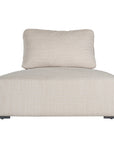 Natural textured outdoor fabric one seater lounge with plush cushion, offering luxurious and relaxing seating for contemporary interiors.