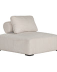 Natural textured outdoor fabric one seater lounge with plush cushion, offering luxurious and relaxing seating for contemporary interiors.