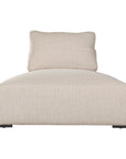 Natural textured outdoor fabric chaise lounge with plush cushion, offering luxurious and relaxing seating for contemporary interiors.