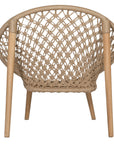 Modern accent chair with natural rope weave and timber frame, creating a stylish and textured seating option for contemporary interiors