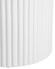 KULALA Living Modern white round dining table featuring a smooth tabletop and a fluted pedestal base. A contemporary statement piece designed to bring elegance and sophistication to any dining space