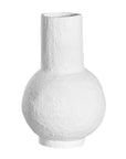 A handcrafted white decorative vase with a textured finish, featuring a modern sculptural design. Perfect as a statement piece for contemporary interiors, blending organic form with minimalist elegance