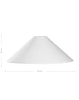Kulala Living linen cone lampshade in a whitel hue, measuring 40cm in diameter and 15cm in height. A timeless, versatile design perfect for table lamps and pendant lighting.