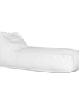 white sunlounger bean bag for outdoor relaxation, featuring durable fabric and ergonomic shape. Ideal for poolside lounging, garden seating, or creating a casual chill-out area