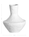 A sculptural white decorative vase with a textured finish, adding an organic, artisanal touch to modern interiors