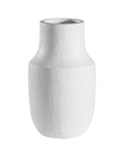 White textured vase with a modern sculptural design, perfect for minimalist decor.