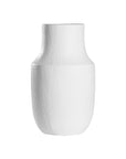 White textured vase with a modern sculptural design, perfect for minimalist decor.