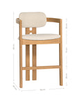 Contemporary wooden bar chair with a natural oak frame and boucle upholstered seat and backrest, designed for modern comfort and style.