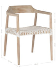 Wooden dining chair with leather woven seat and curved backrest, showcasing artisanal craftsmanship and rustic elegance