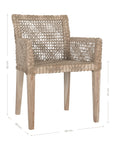 Woven rope armchair with natural teak frame, showcasing intricate handwoven craftsmanship and earthy, relaxed style
