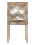 Woven rope dining hair with natural teak wood frame, showcasing intricate handwoven craftsmanship and earthy, relaxed style