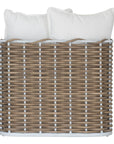 Stylish outdoor rattan one seat sofa with white cushions, perfect for creating a comfortable and modern alfresco space