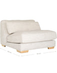 Modern white upholstered single sofa with soft, rounded cushions and light wooden legs
