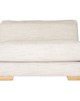 Modern white upholstered single sofa with soft, rounded cushions and light wooden legs