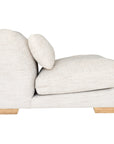 Modern white upholstered single sofa with soft, rounded cushions and light wooden legs