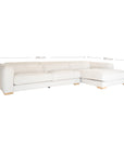 Modern white upholstered sofa with soft, rounded cushions and light wooden legs