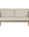 Modern rope sofa with natural wood frame and natural cushions, featuring woven rope detailing for a contemporary and stylish look.