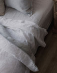 “White/Ink” Pinstripe Linen Quilted Coverlet - KULALA Living