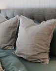 “Sable” Frayed Linen European Pillowcases - KULALA Living