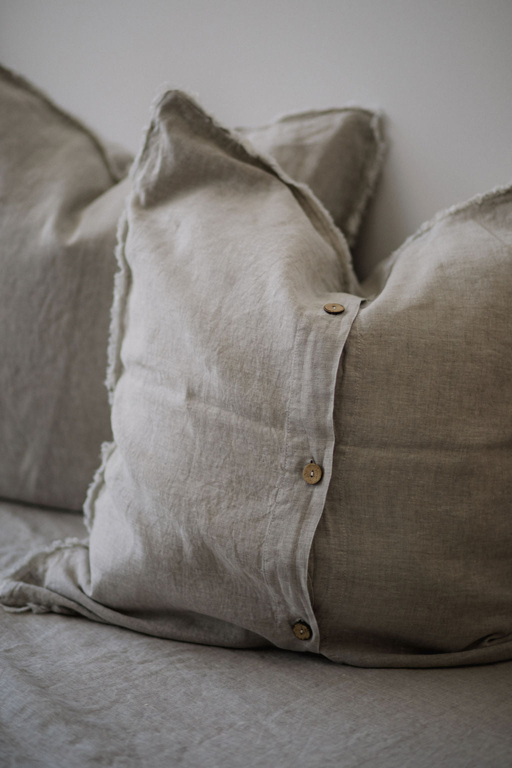 “Sable” Frayed Linen European Pillowcases - KULALA Living