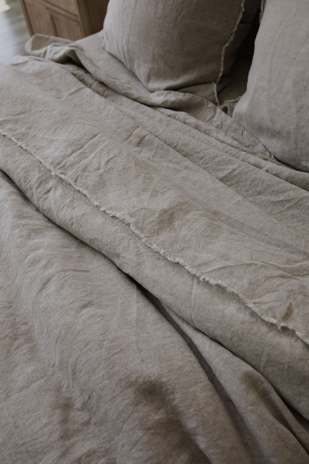 “Sable” Frayed Linen Duvet Cover - KULALA Living