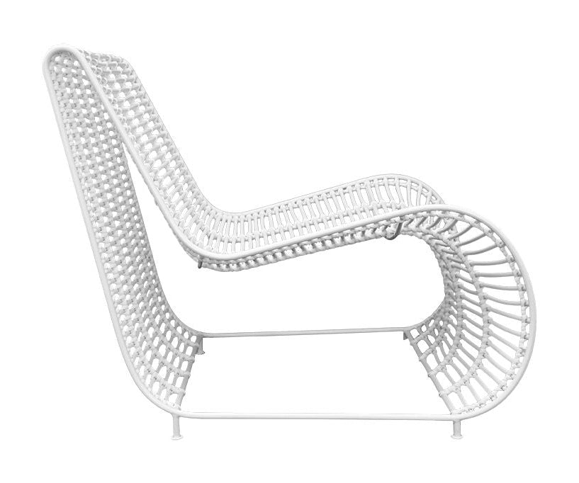 Modern white wicker lounge chair on a white background