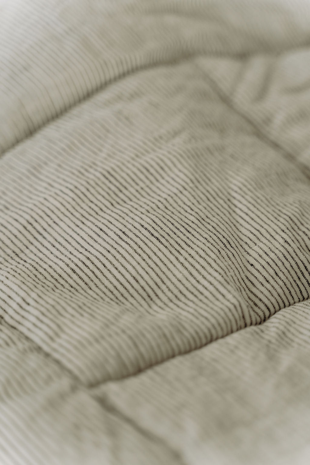 “White/Ink” Pinstripe Linen Quilted Coverlet - KULALA Living