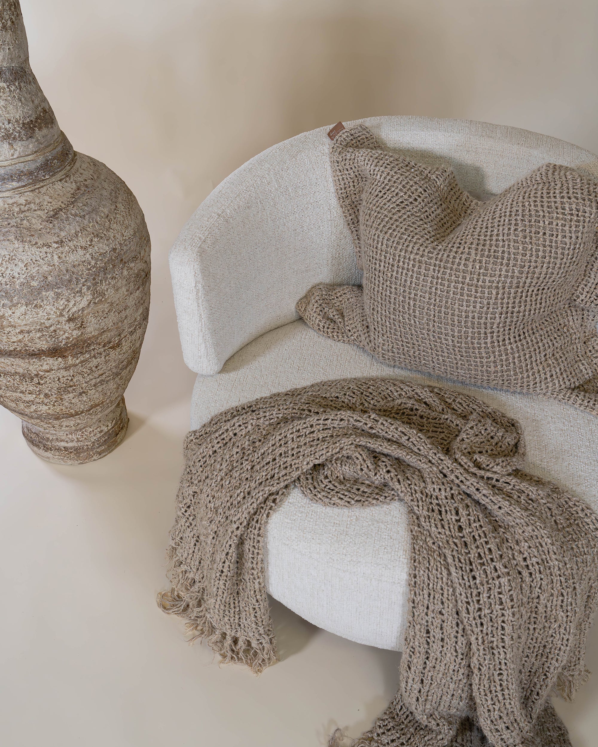 Gaya Square Linen Cushion Cover with Decorative Border Natural- KULALA Living