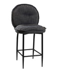 Gray cushioned bar stool on a white background