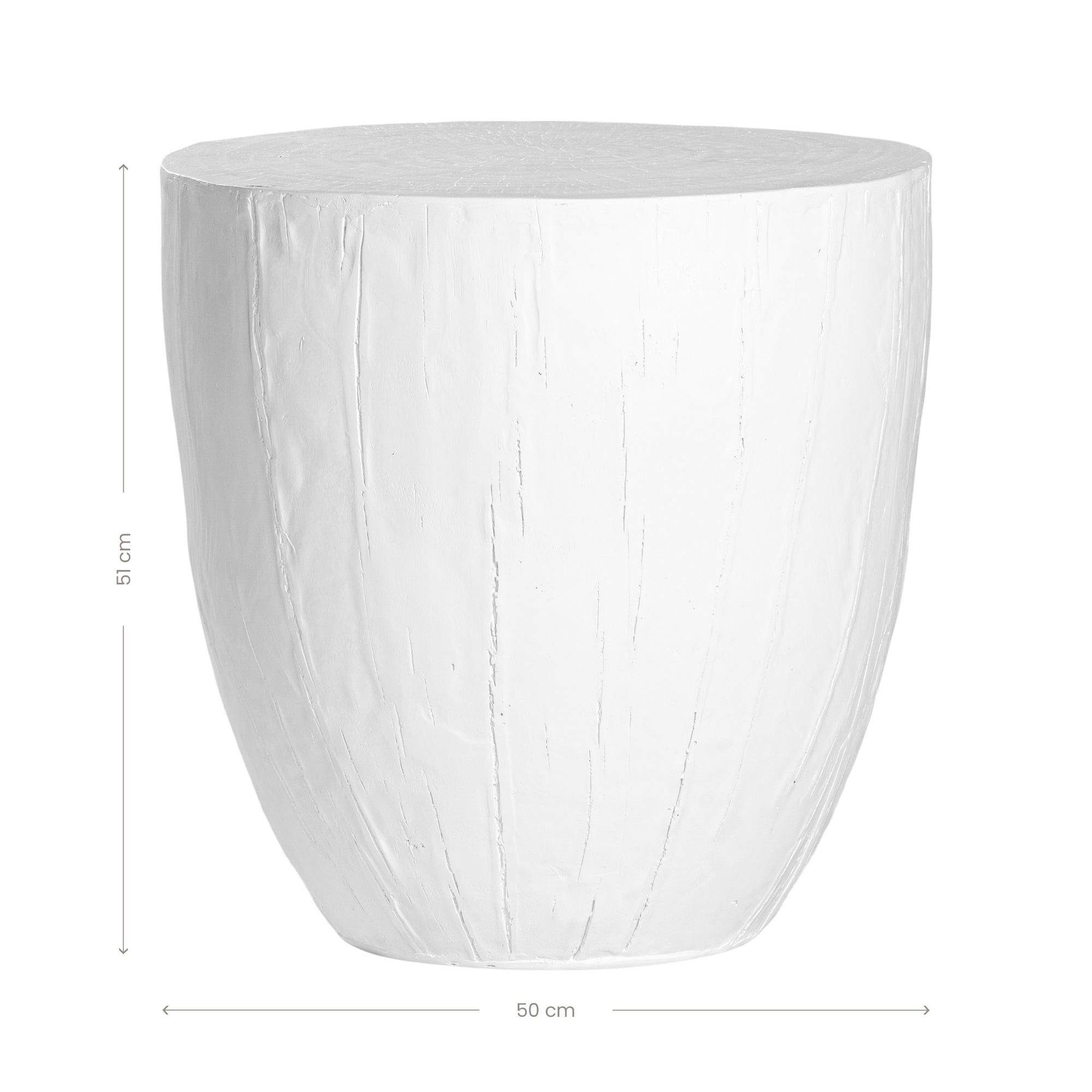Handcrafted magnesium oxide side table with a natural finish, featuring organic grain patterns for a timeless aesthetic