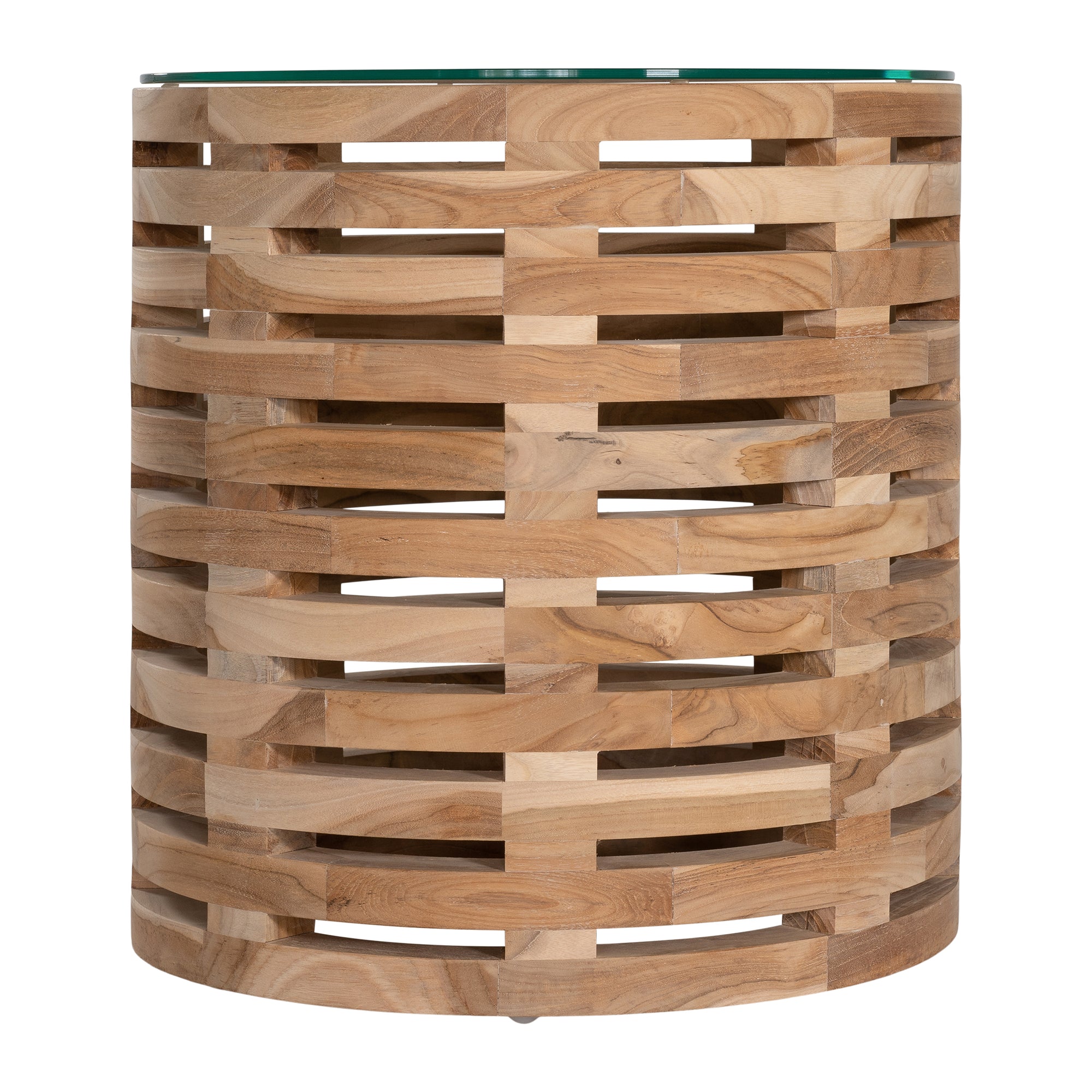 Lima Teak Side Table with Glass Top