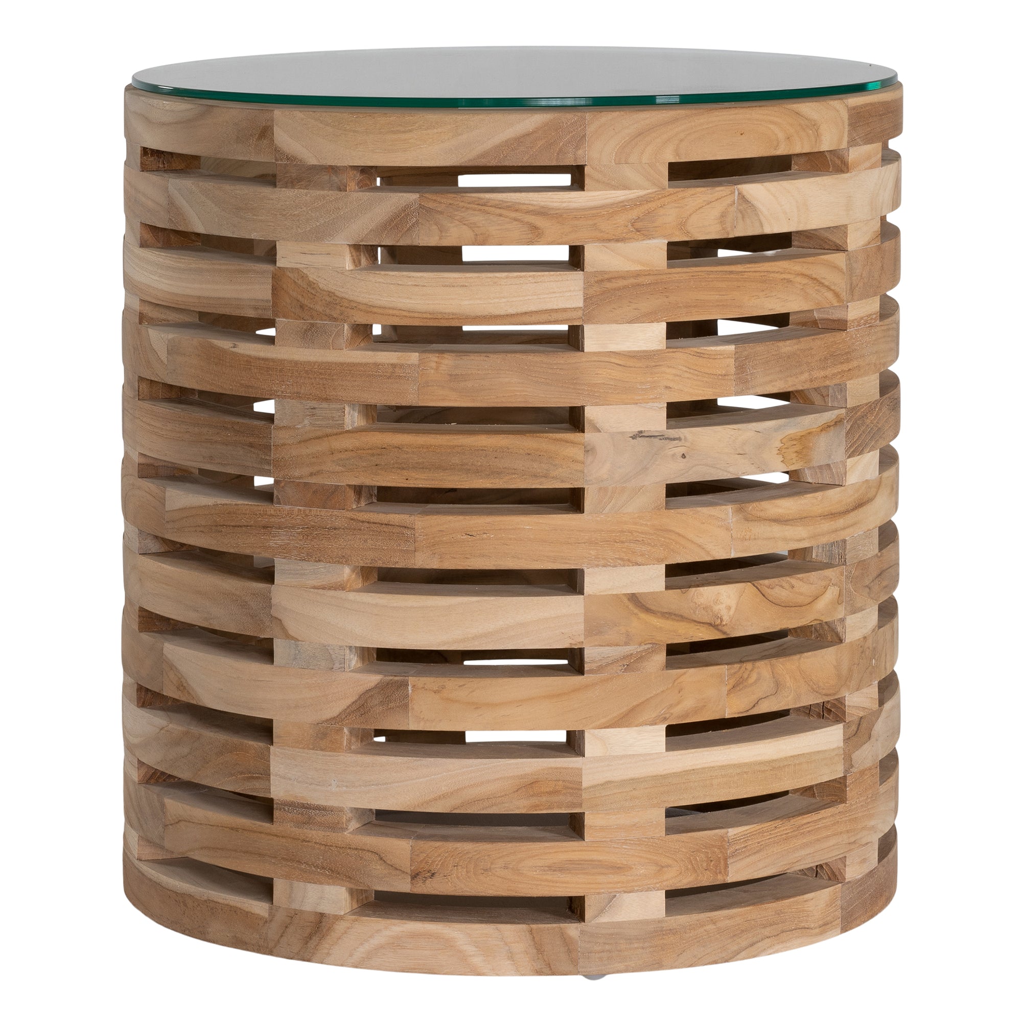 Lima Teak Side Table with Glass Top