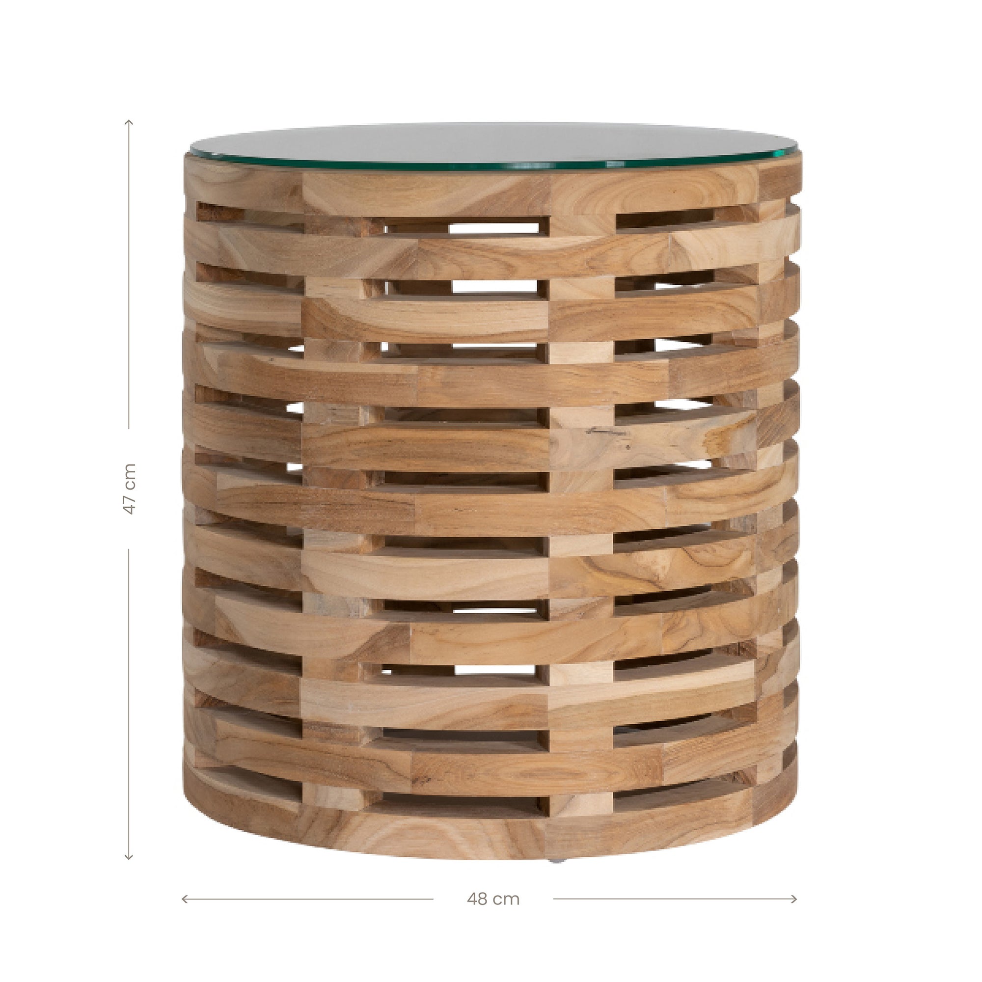 Lima Teak Side Table with Glass Top