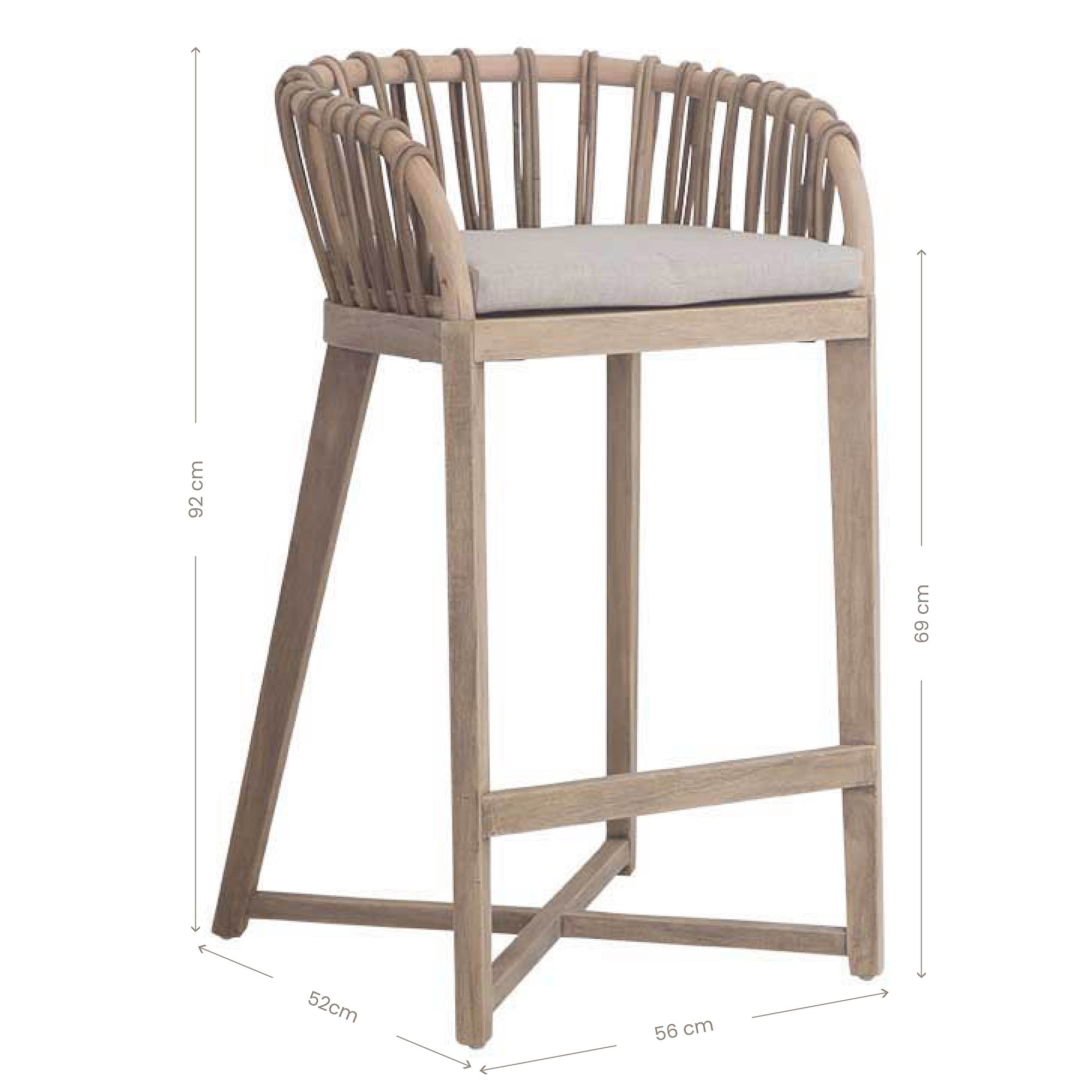 Makena Mahogany &amp; Rattan Barchair