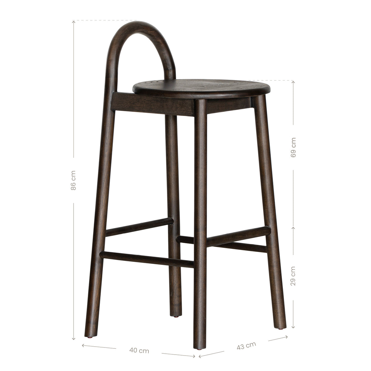 KULALA Living Milo Timber Bar Chair in espresso finish, showcasing a stylish wooden barstool with a sleek, modern design.