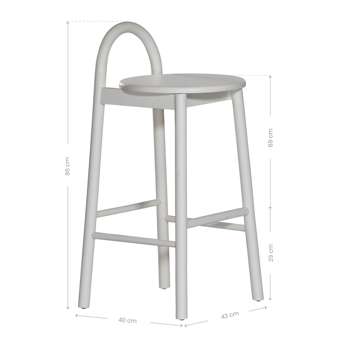 White Milo Timber Bar Chair by KULALA Living, modern wooden barstool with sleek design, viewed from a side perspective.