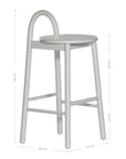 White Milo Timber Bar Chair by KULALA Living, modern wooden barstool with sleek design, viewed from a side perspective.