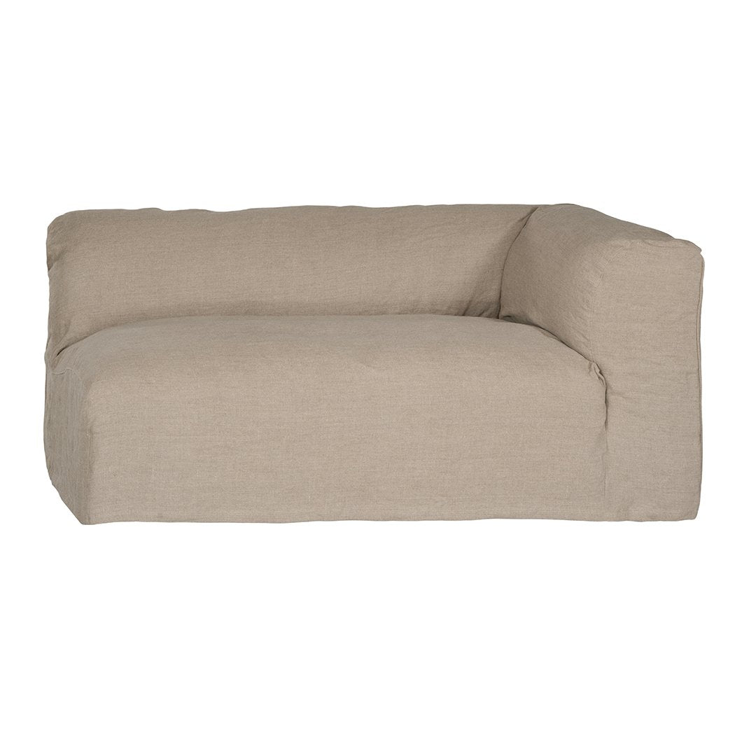 Natural linen modular sofa with plush upholstery, offering a relaxed and comfortable seating option for modern living spaces