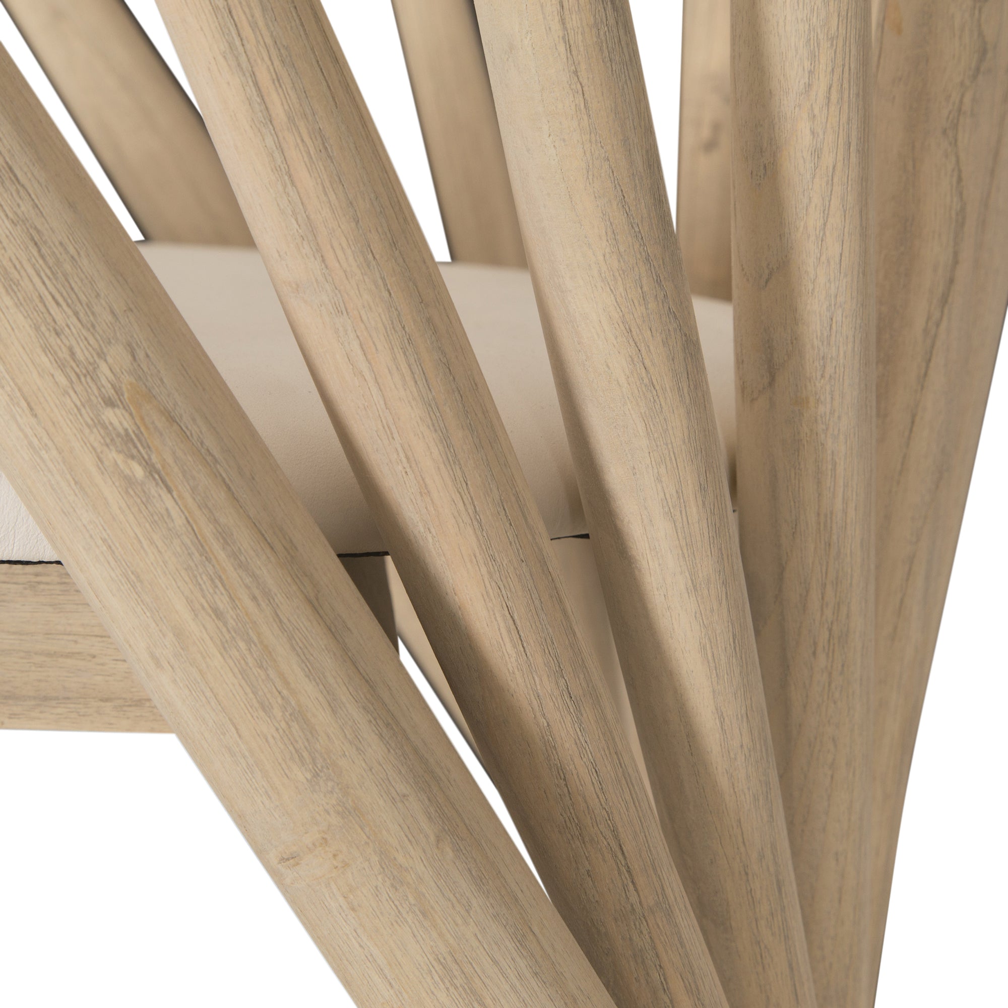 Lightwood spindle dining chair with a curved backrest and white upholstered seat, showcasing a modern yet timeless design. Crafted from solid wood, this chair brings a refined, natural aesthetic to any dining or living space