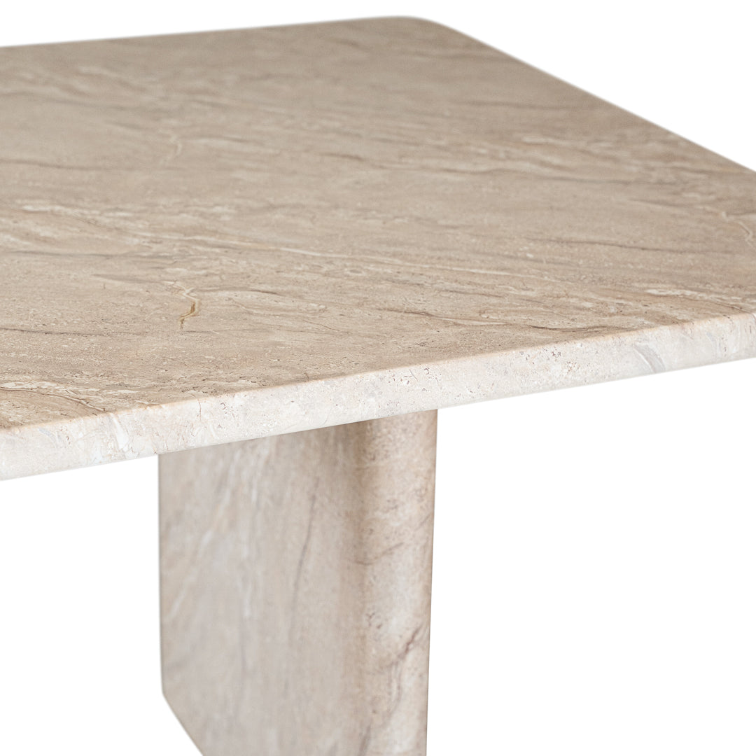 Amani dining table in dune hydro dipped finish with rectangular tabletop and two solid slab legs