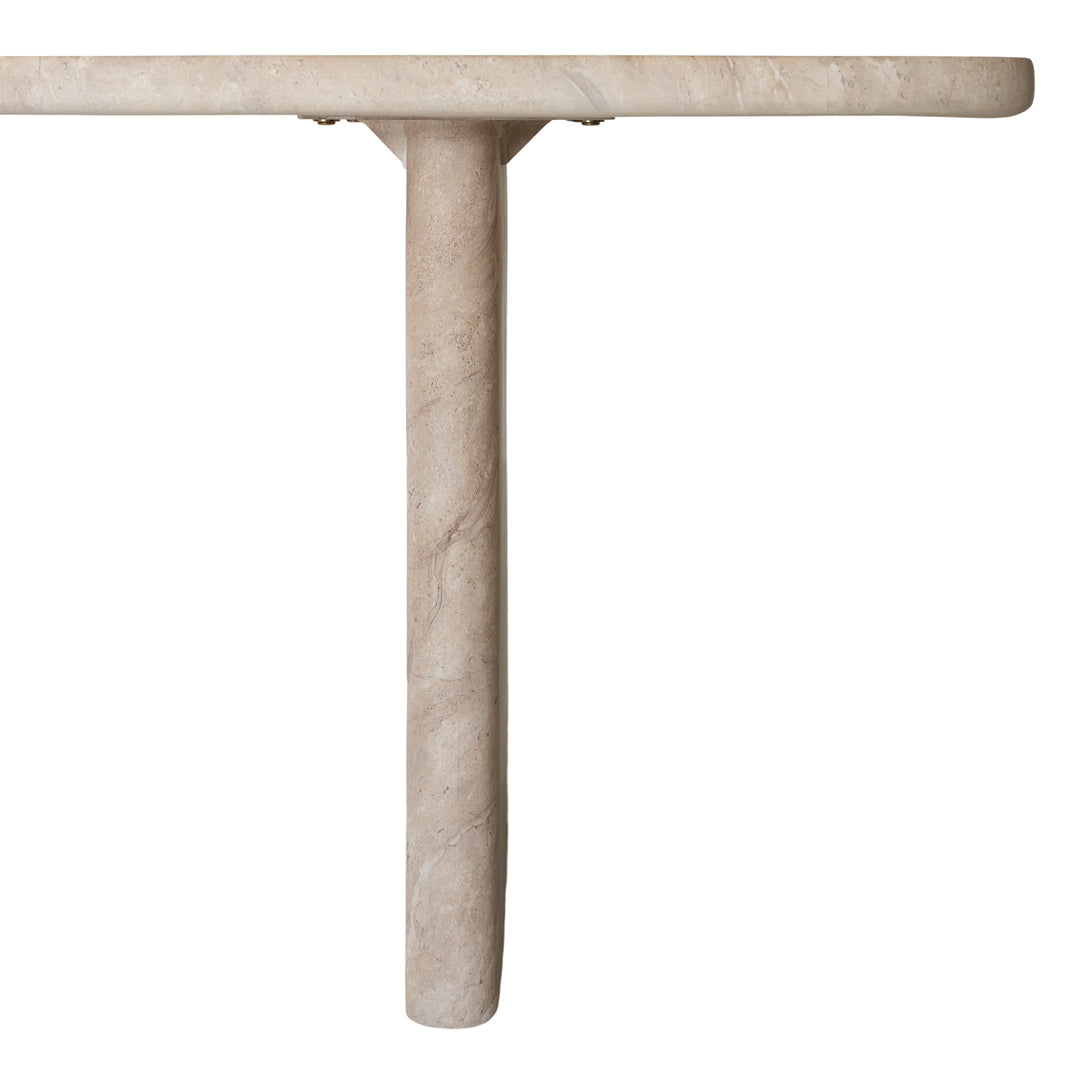 Amani dining table in dune hydro dipped finish with rectangular tabletop and two solid slab legs