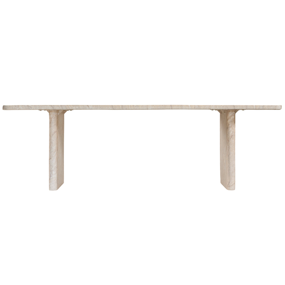 Amani dining table in dune hydro dipped finish with rectangular tabletop and two solid slab legs