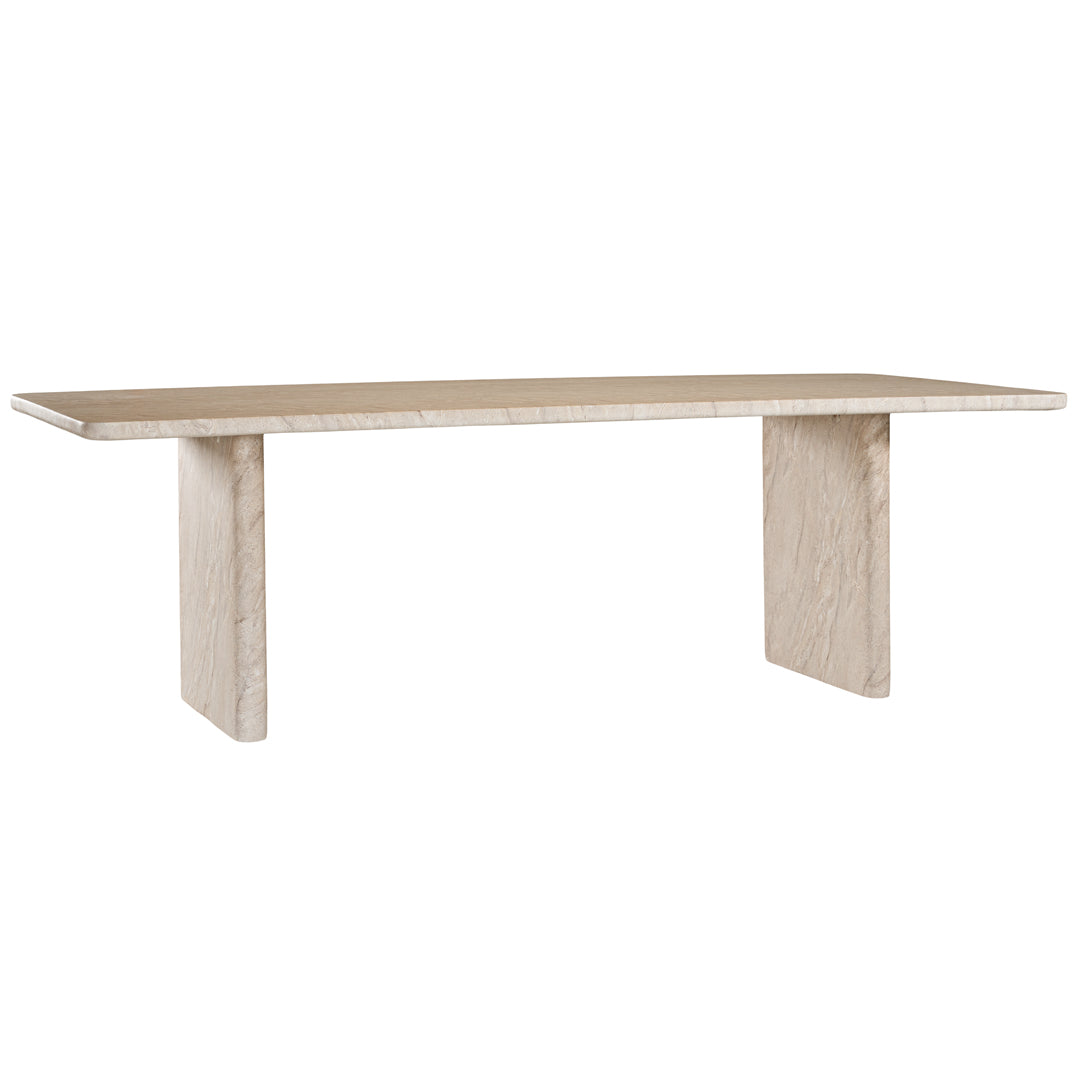 Amani dining table in dune hydro dipped finish with rectangular tabletop and two solid slab legs