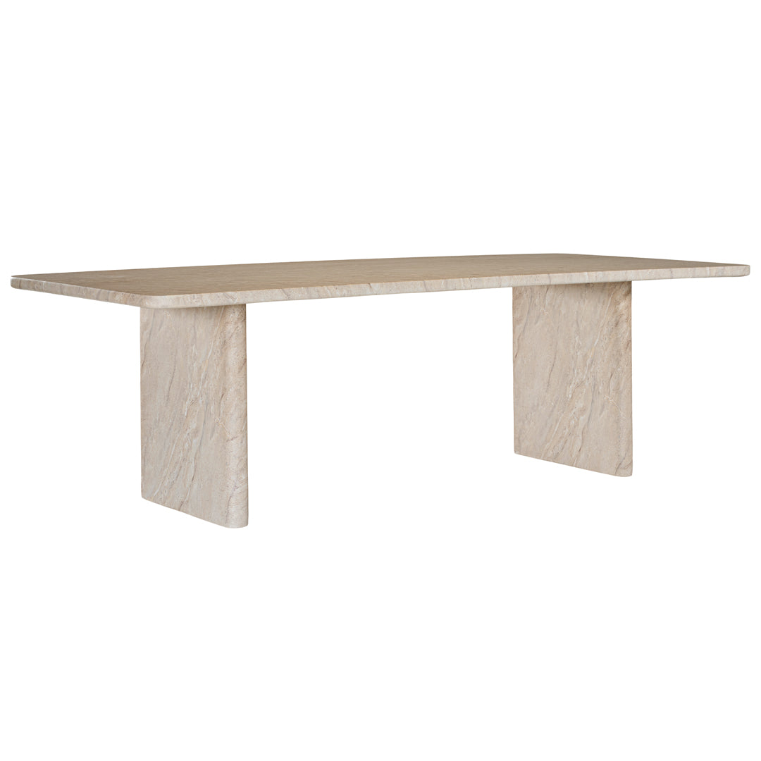 Amani dining table in dune hydro dipped finish with rectangular tabletop and two solid slab legs