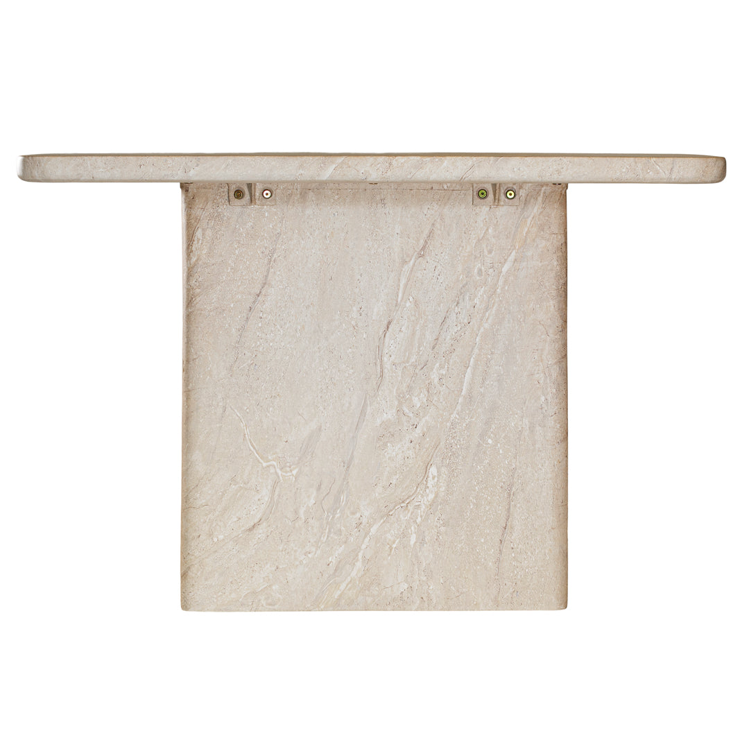 Amani dining table in dune hydro dipped finish with rectangular tabletop and two solid slab legs