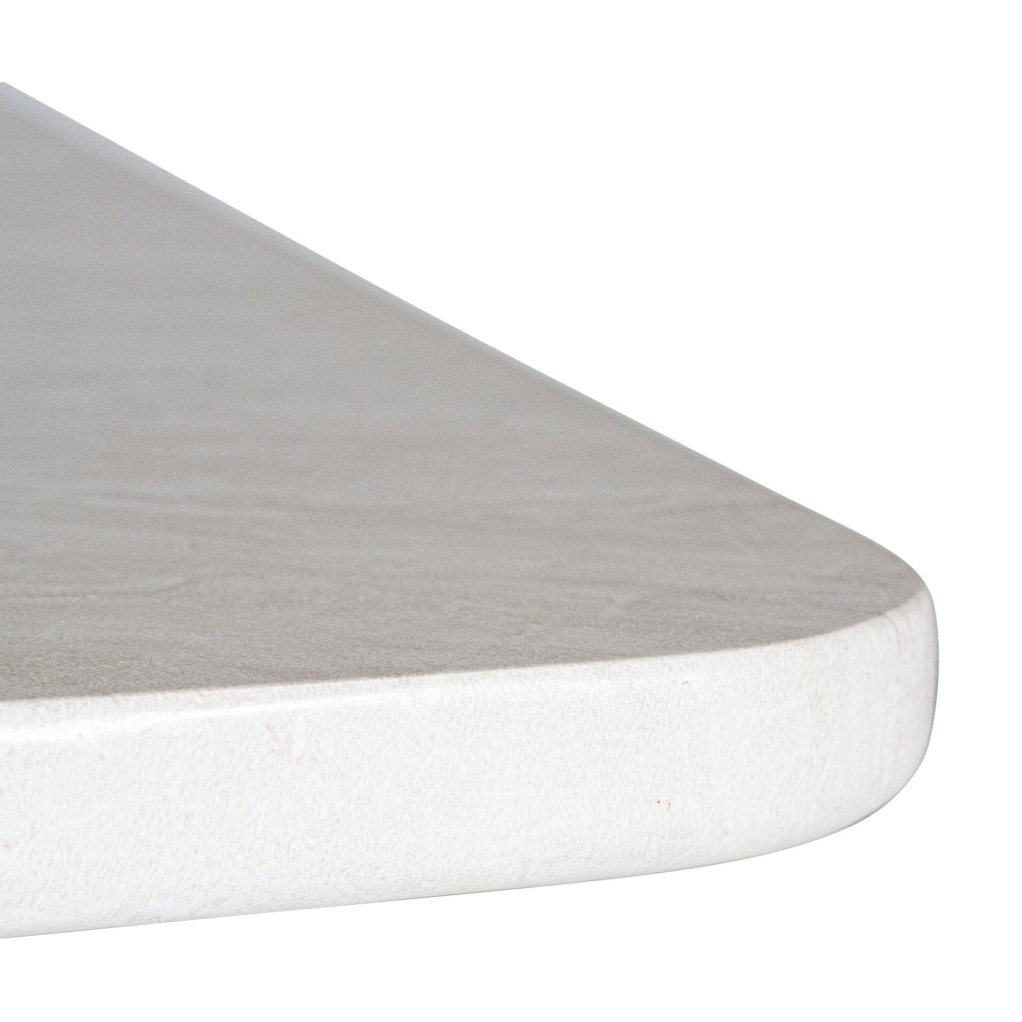Minimalist white hydro-dipped concrete dining table with a sleek rectangular top and sturdy panel legs. A contemporary statement piece designed to complement modern and coastal interiors
